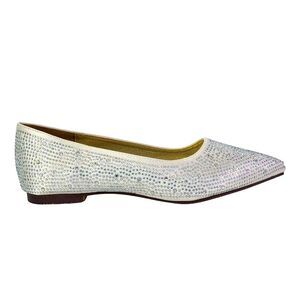 XY London Womens/Ladies Marshall Rhinestone Pointed Flat Ballerina Flats / Ivory